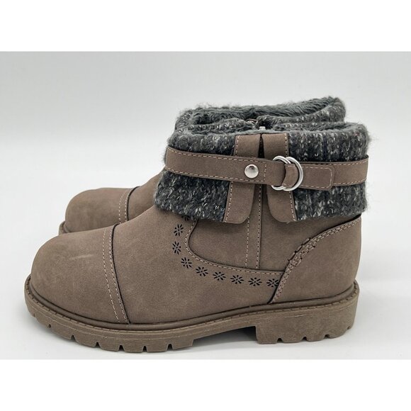 Crown Vintage Cassidy Jr. Kids Boots Size 13 Faux Suede Gray Ankle Boots With Fa - Picture 2 of 8